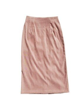 Vintage 1980s Briggs Women’s Size 4 Petite Tan Faux Suede Wiggle Skirt Midi